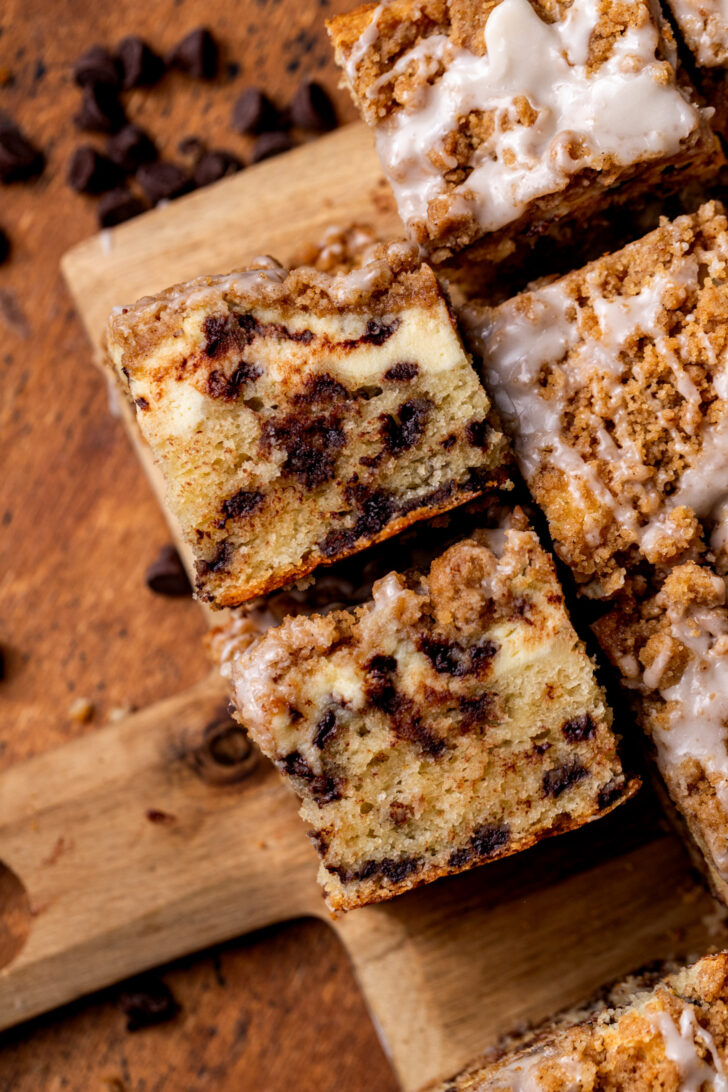 Top view of a stack of two pieces of cake.