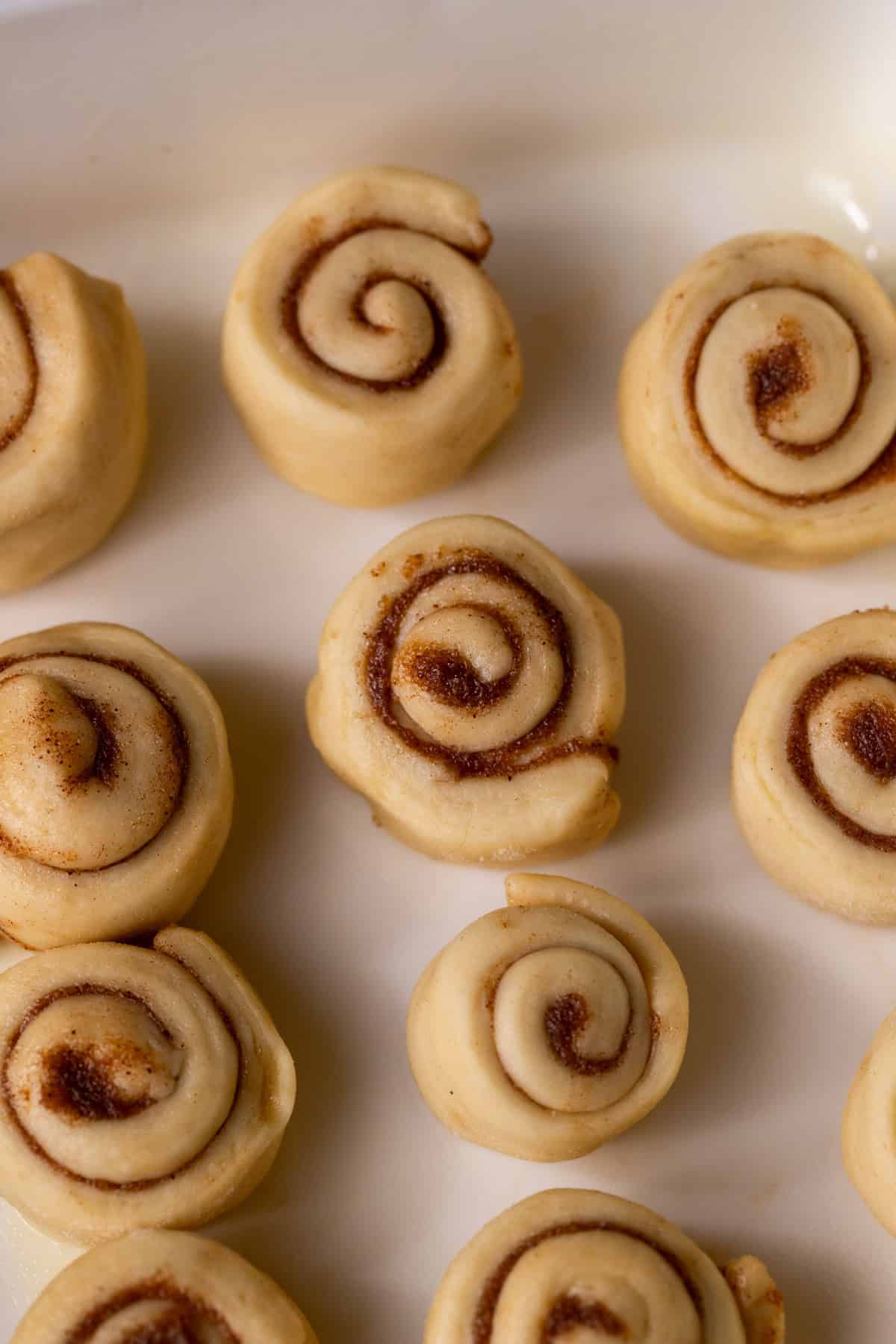 Raw rolls in the pan.