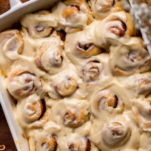 Top view of mini cinnamon rolls.