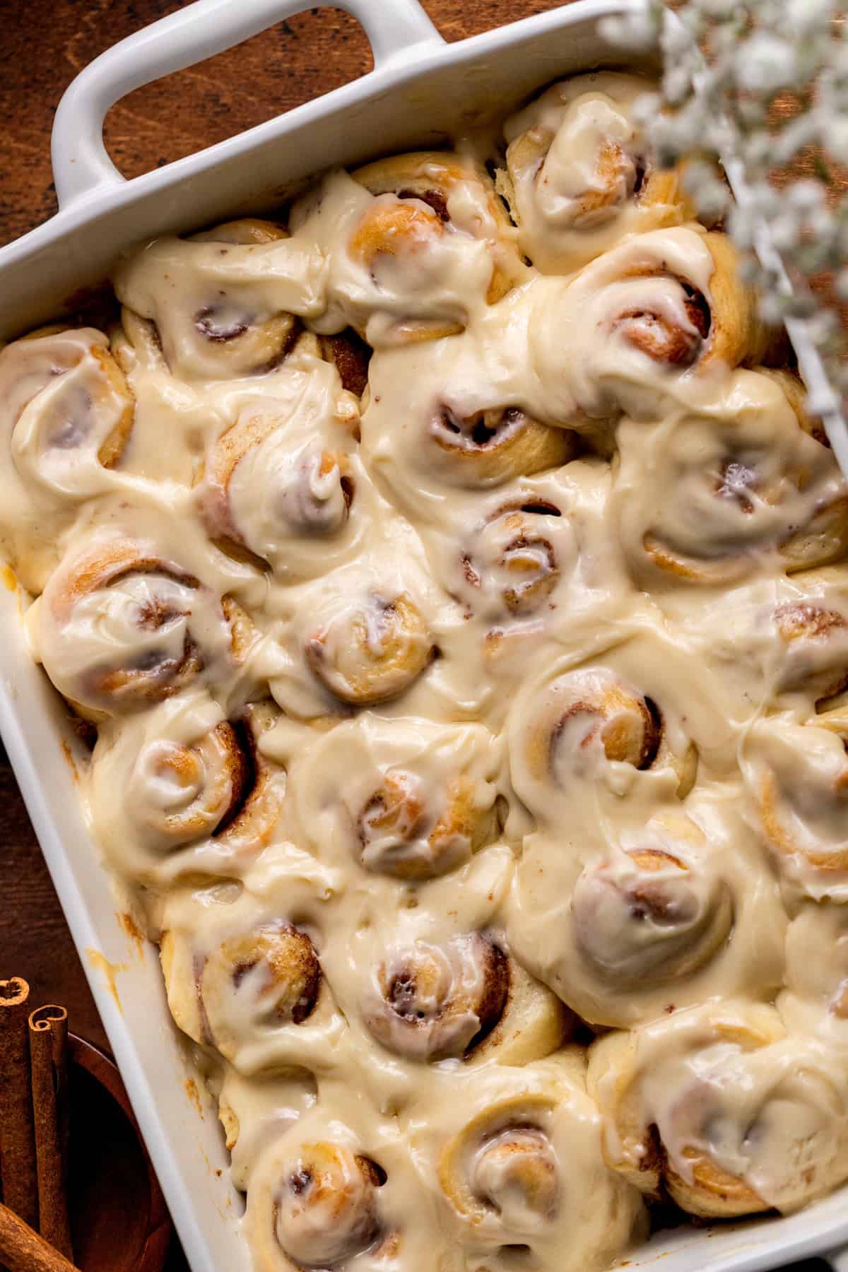 Top view of mini cinnamon rolls.