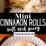 Pinterest pin for mini cinnamon rolls.