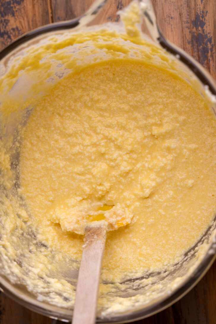 Wet ingredients in a bowl.