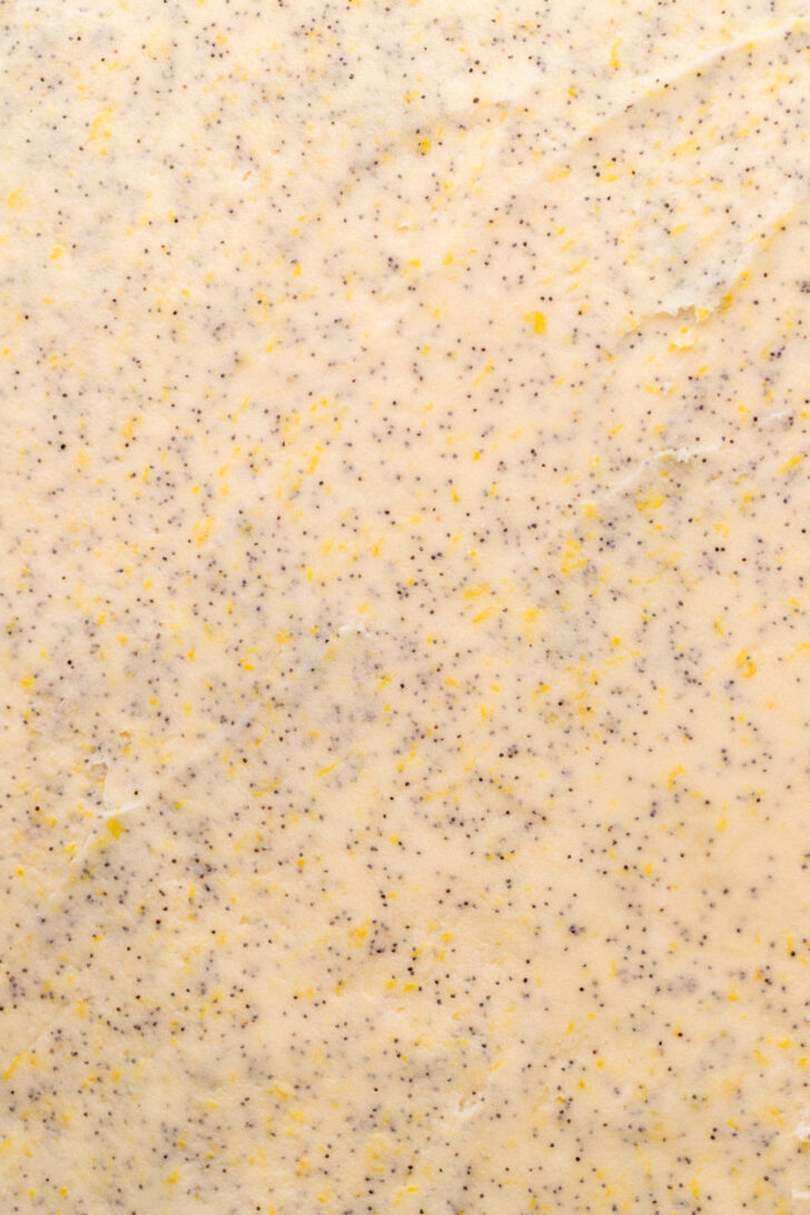 Rolled out dough with lemon filling.