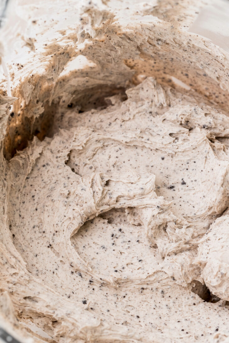 Oreo frosting in a bowl.