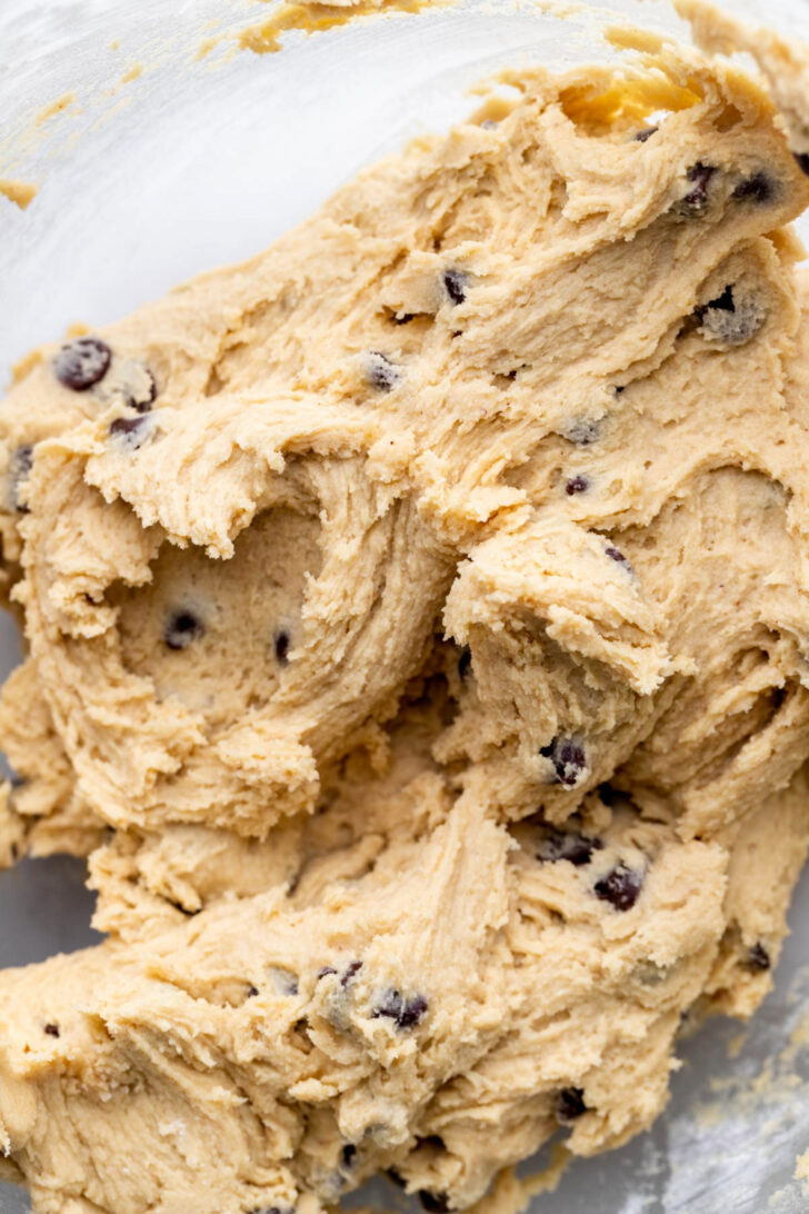 Cookie dough in a bowl.