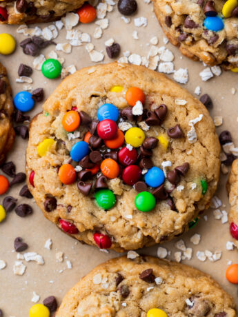 Top view of monster cookies.