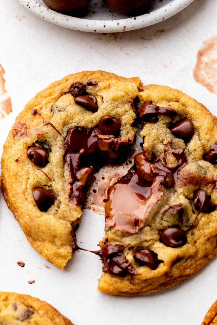 One cookie split in half.