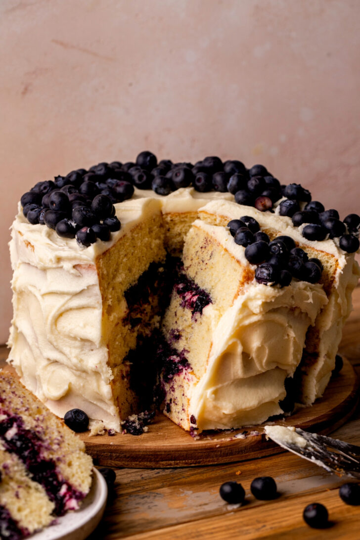 Decorated cake on a board.