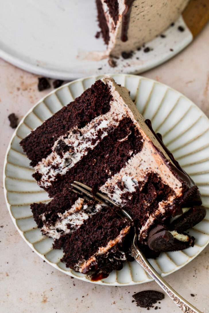 Cake slice on a plate.