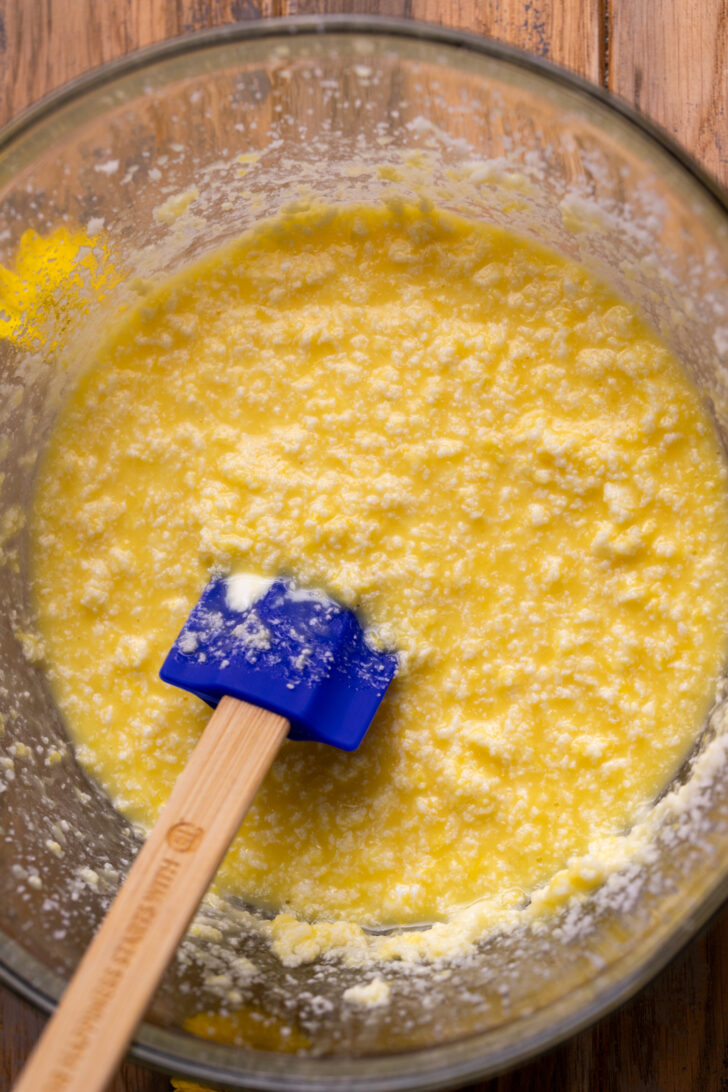 Wet ingredients in a bowl.