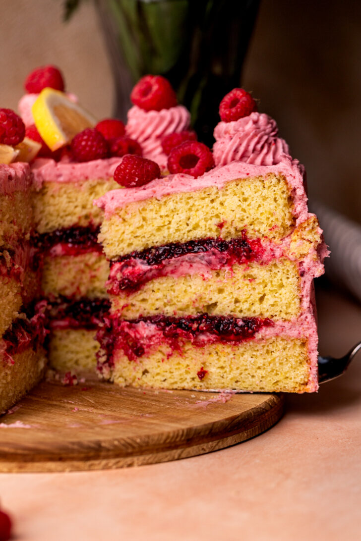 Side view of a cake slice.
