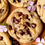 Top view of brown butter chocolate chip cookies.