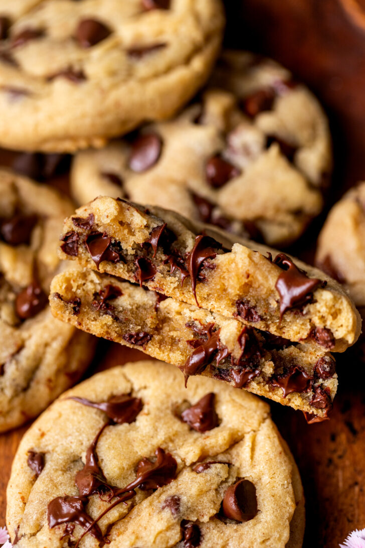 One cookie split in half.