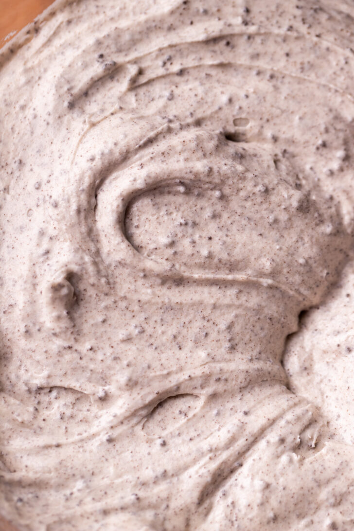 Oreo frosting in a bowl.