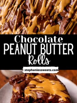 Pinterest pin for chocolate peanut butter rolls.