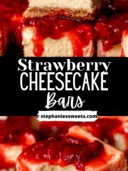 Pinterest pin for strawberry cheesecake bars.