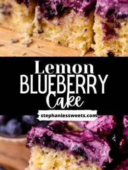 Pinterest pin for lemon blueberry cake.