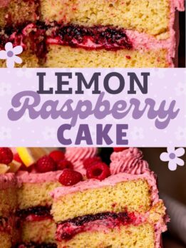 Pinterest pin for lemon raspberry cake.