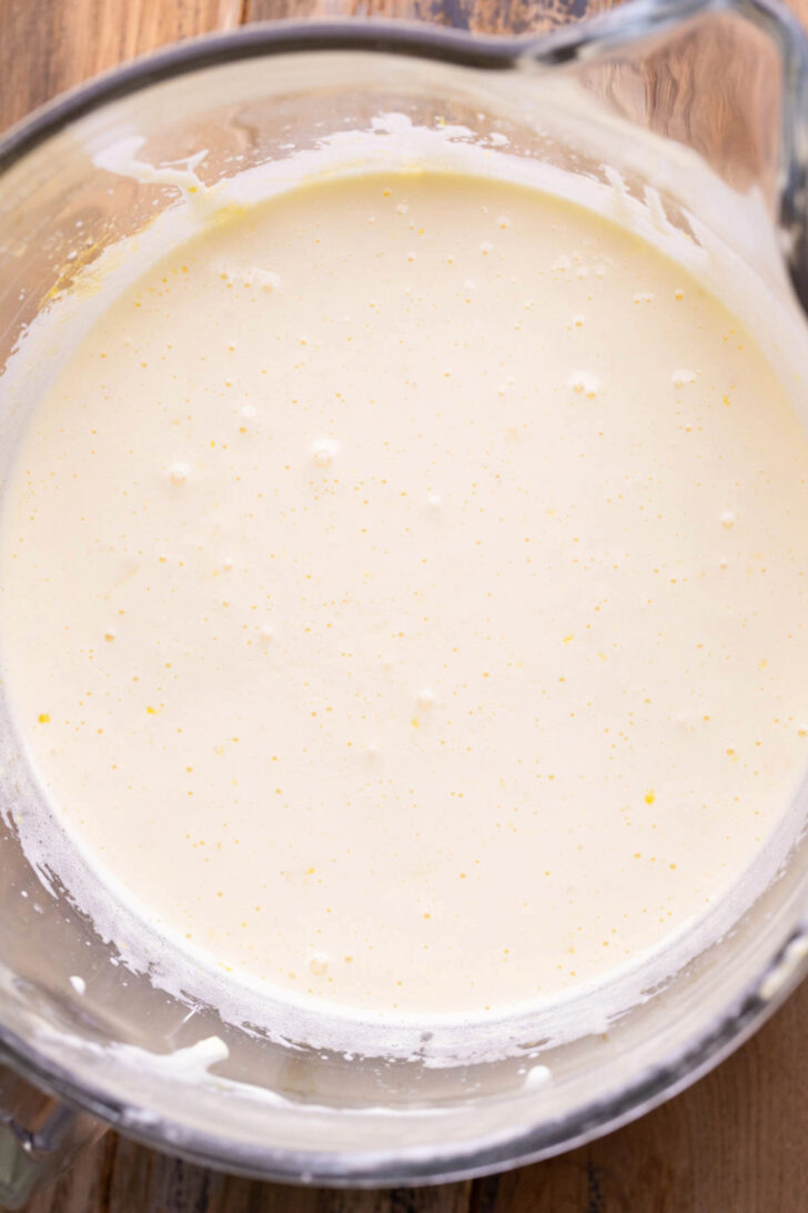 Wet ingredients in a bowl.