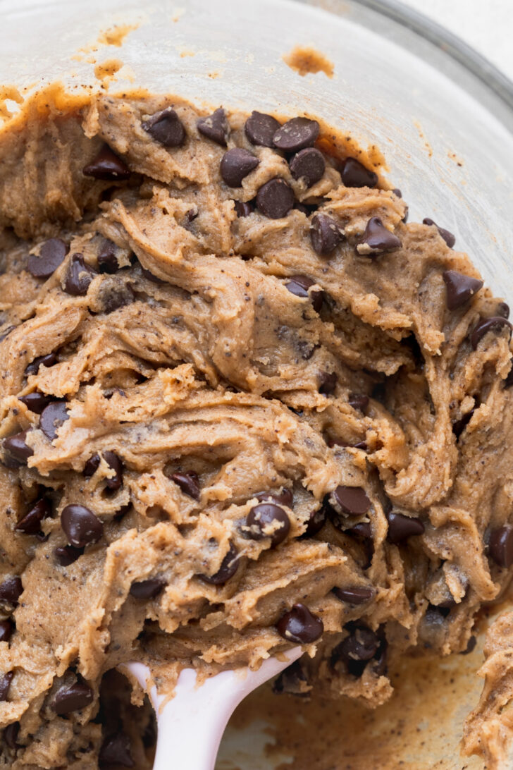 Cookie dough in a bowl.