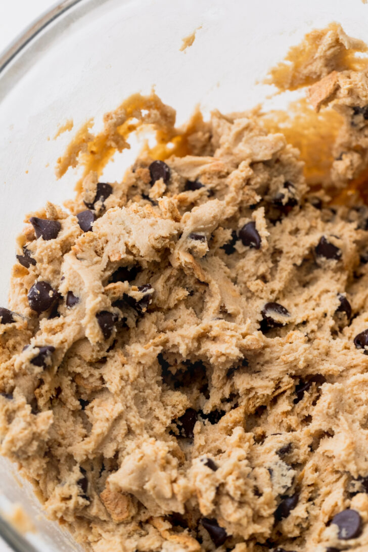 Cookie dough in a bowl.