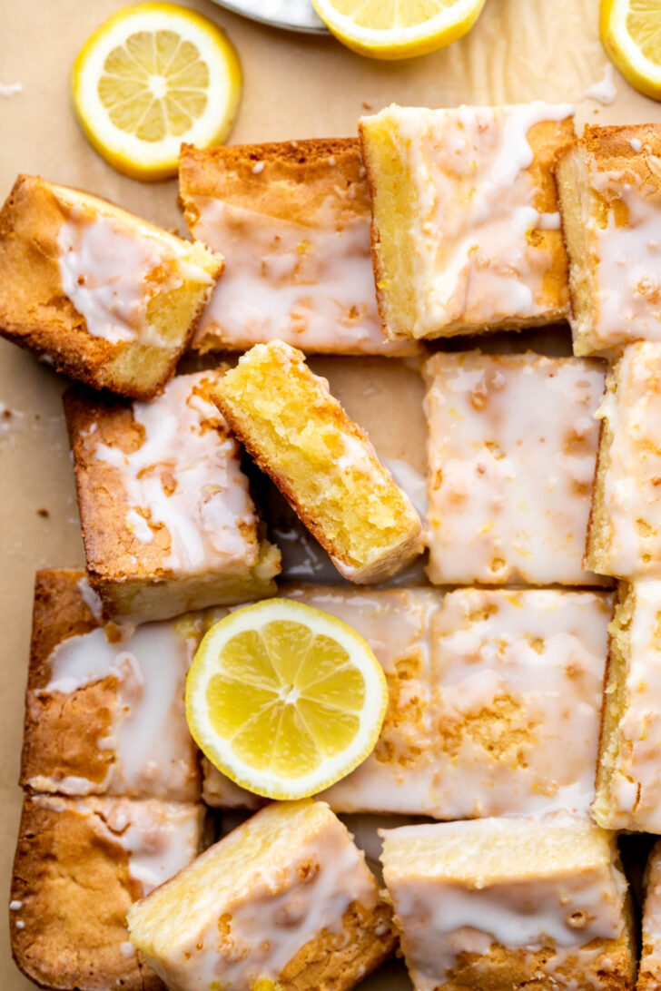 Top view of lemon brownies.