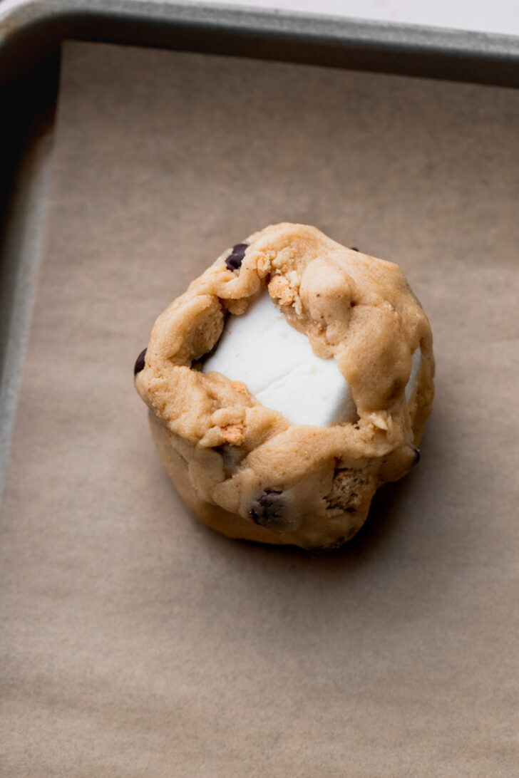 Cookie dough wrapped around a marshmallow.