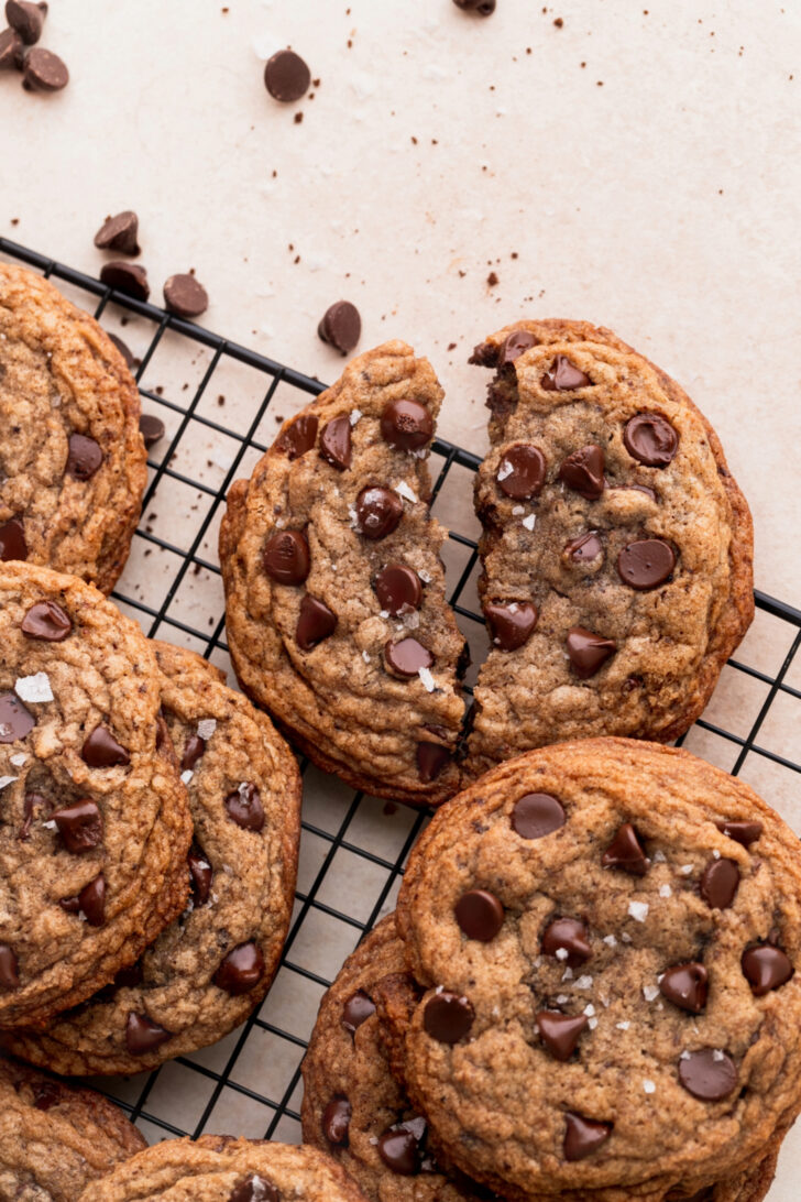 One cookie split in half.