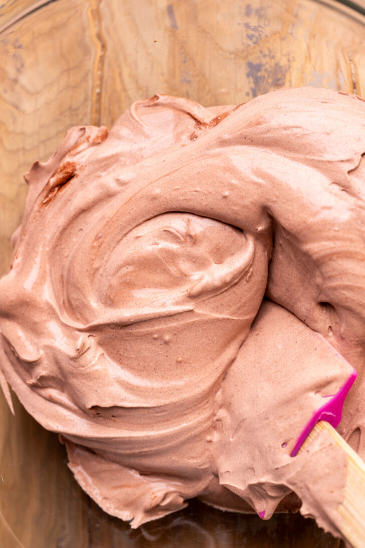 Chocolate whipped cream in a bowl.