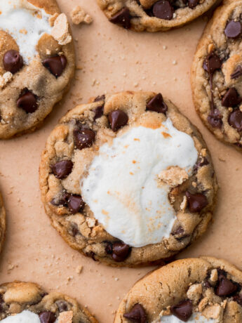 Top view of s'mores cookies.