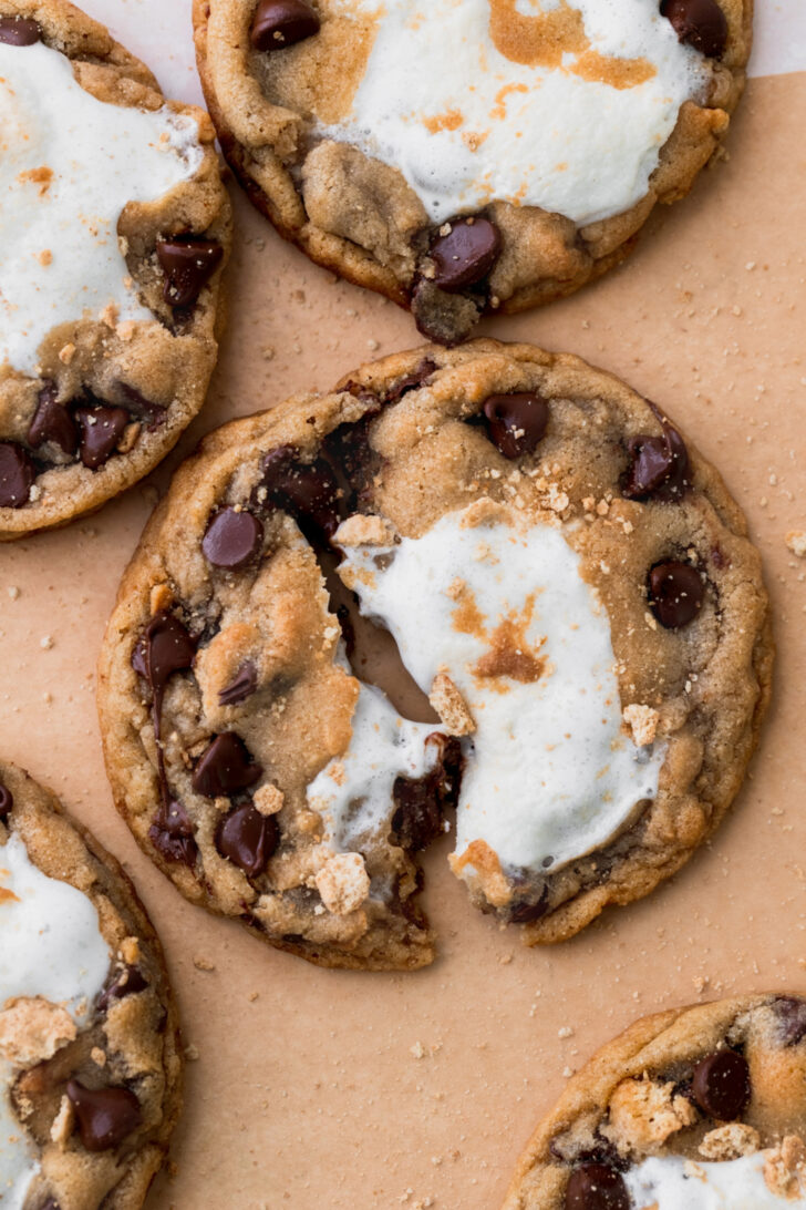 One cookie split in half.