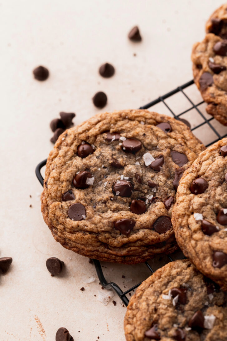 Close up of a coffee cookie.