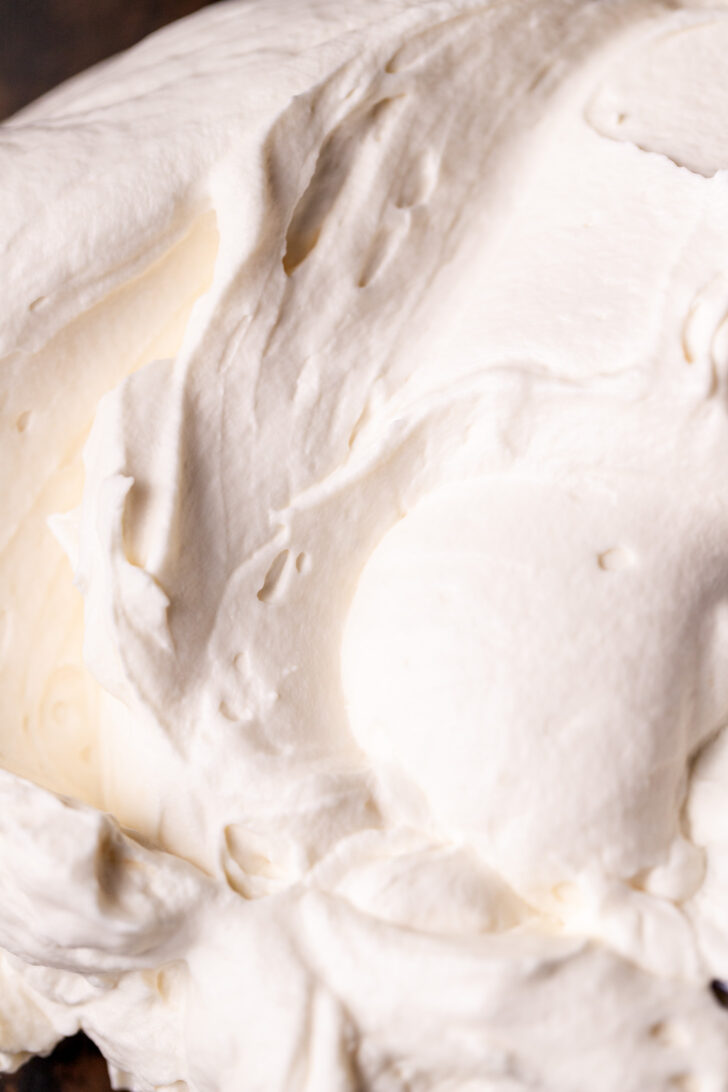Close up of mascarpone frosting.