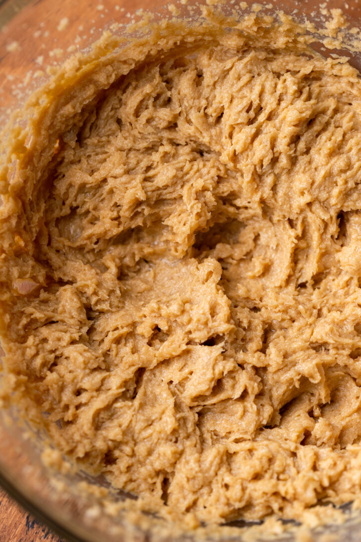 Wet ingredients in a bowl.