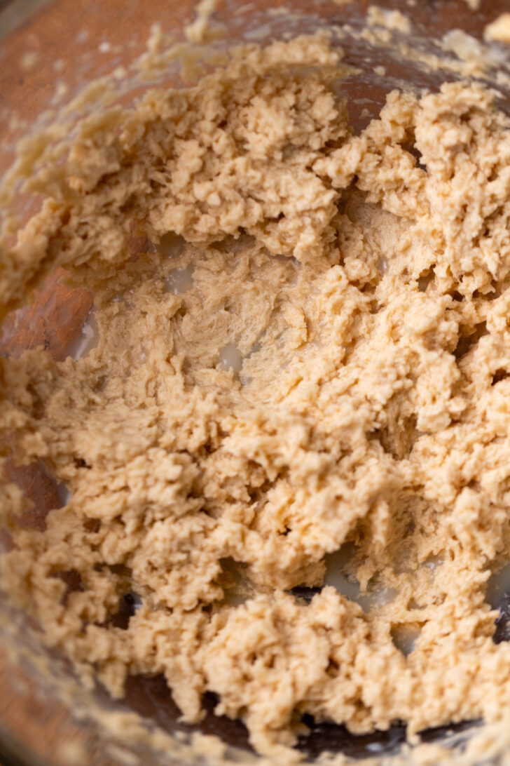 Wet ingredients in a bowl.