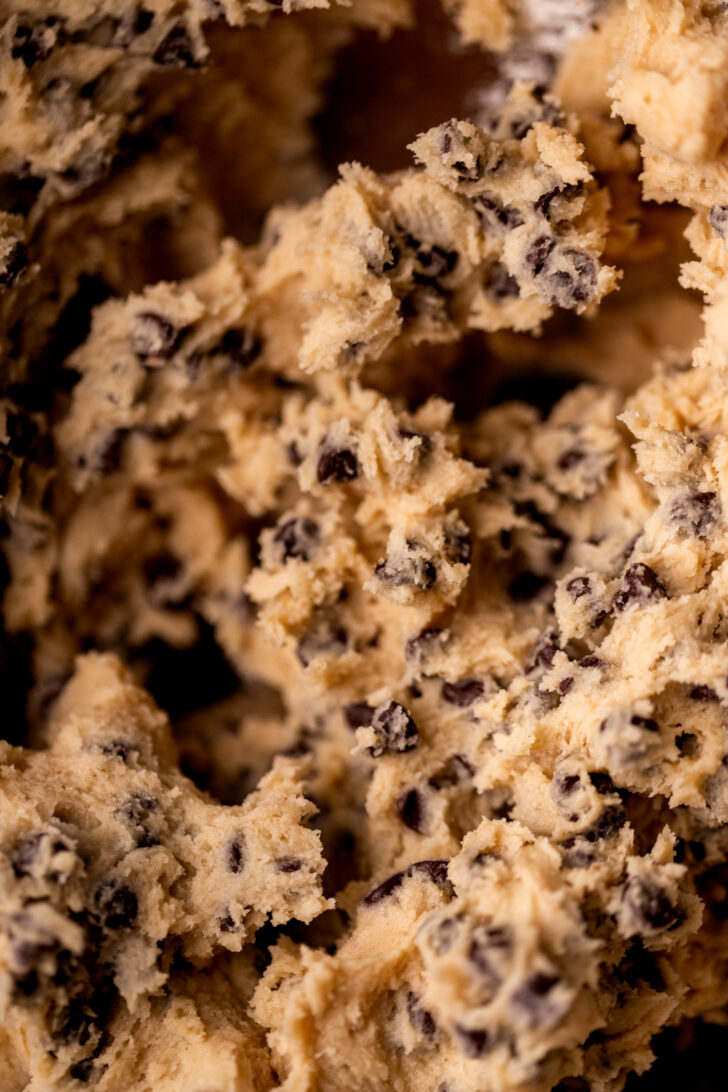 Close up of edible cookie dough.