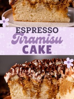 Pinterest pin for tiramisu cake.
