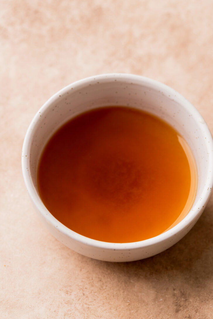 Reduced apple cider in a bowl.