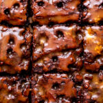Top view of caramel brownies.