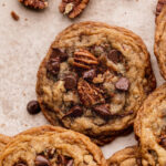Top view of 1 pecan chocolate chip cookies.