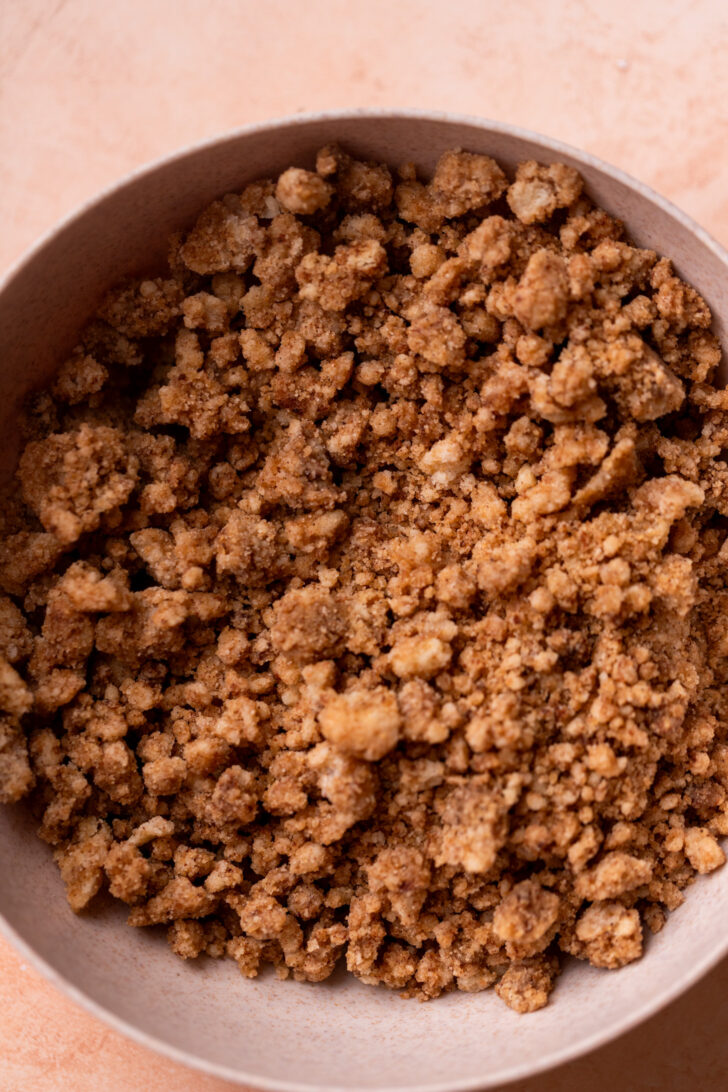 Cinnamon crumble in a bowl.