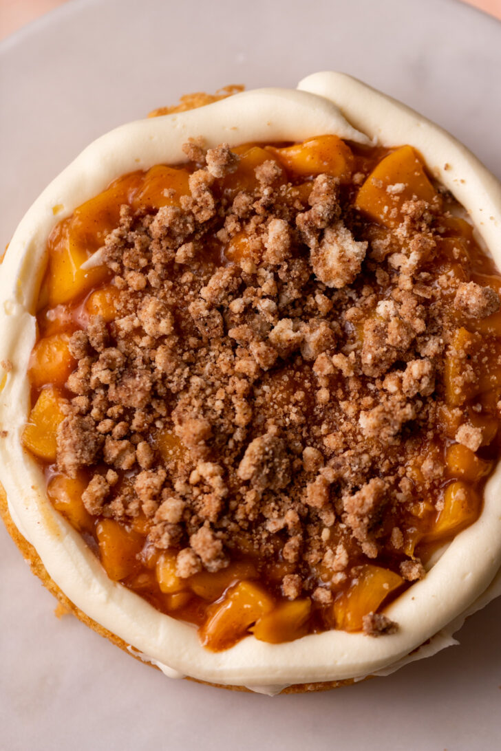 Filling on top of cake.