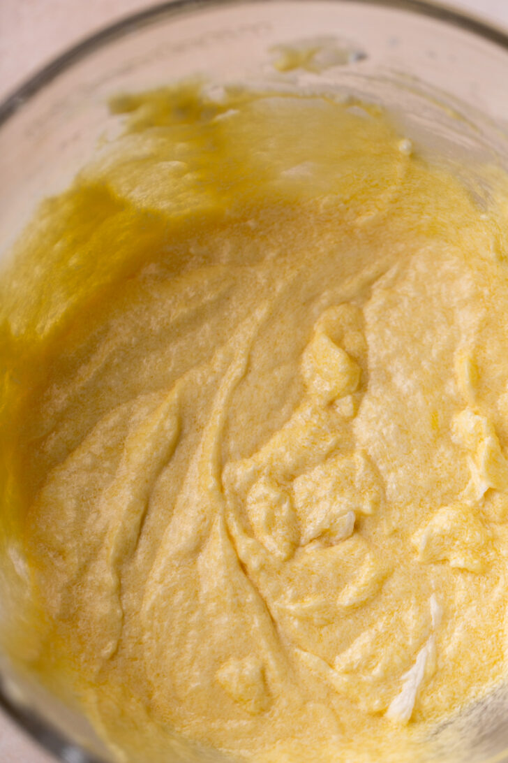 Wet ingredients in a bowl.