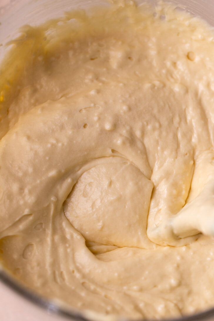 Cake batter in a bowl.