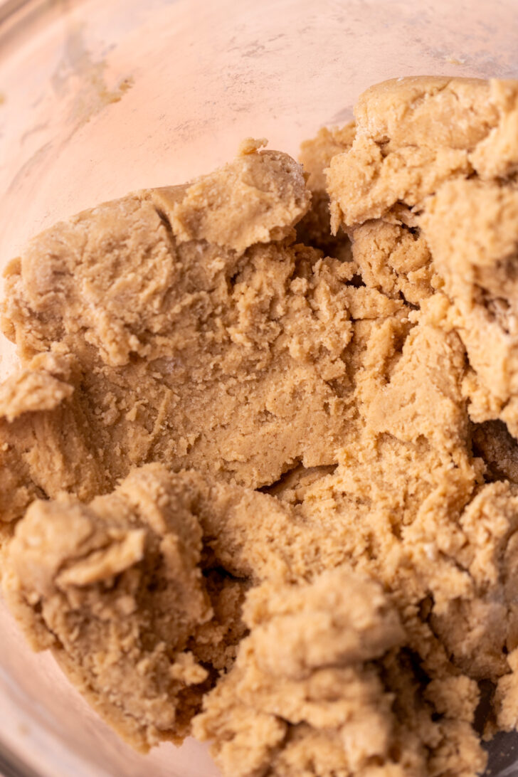 Cookie dough in a bowl.