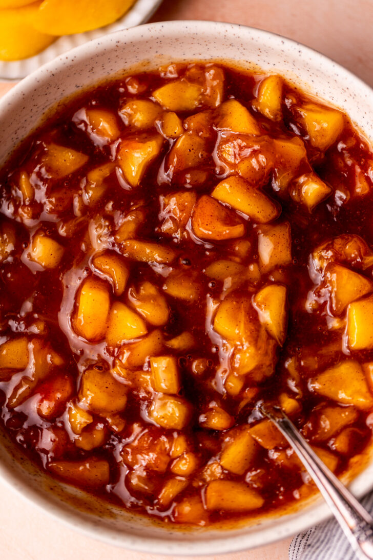 Top view of peach filling