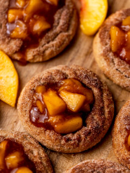 Side view of peach cobbler cookies.