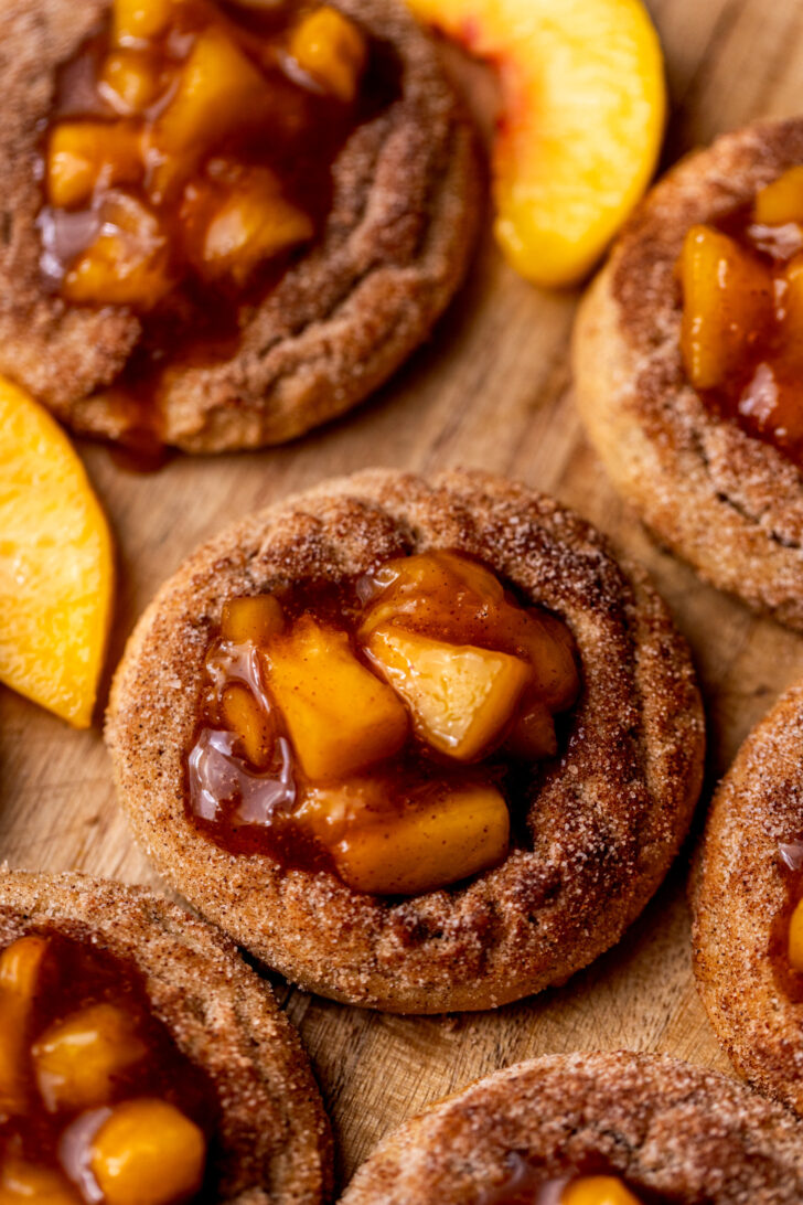 Side view of peach cobbler cookies.