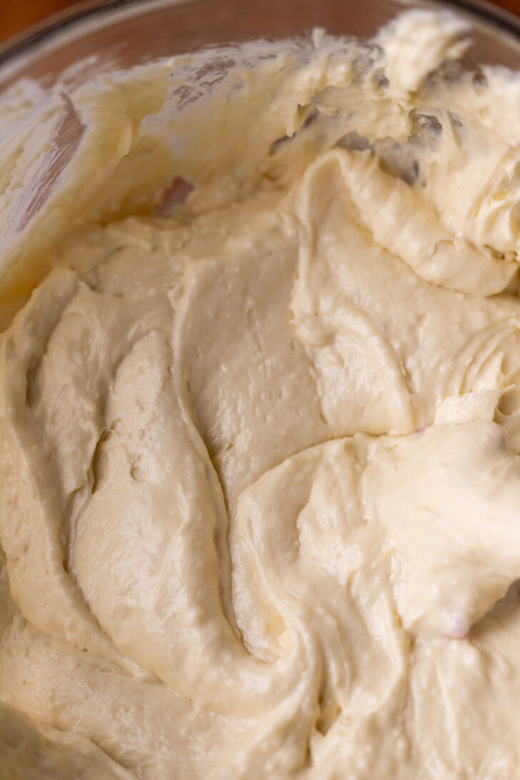 Cake batter in a bowl.