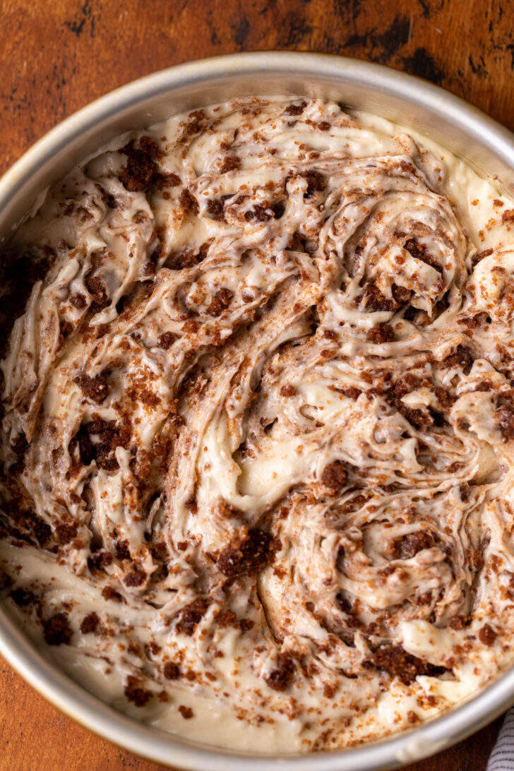 Cinnamon swirled into the cake batter.
